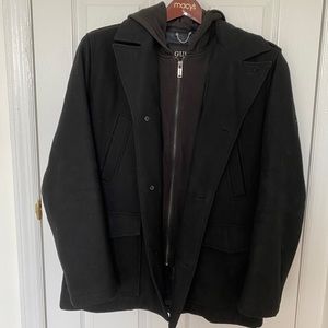 Guess Charcoal Black Peacoat Size M